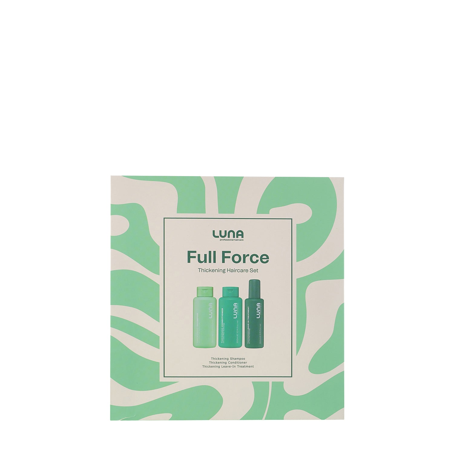 Luna Pro Haircare Full Force Holiday Gift Set - Thickening Shampoo - 300ml
Thickening Conditioner- 300ml
Thickening Leave in treatment- 200ml