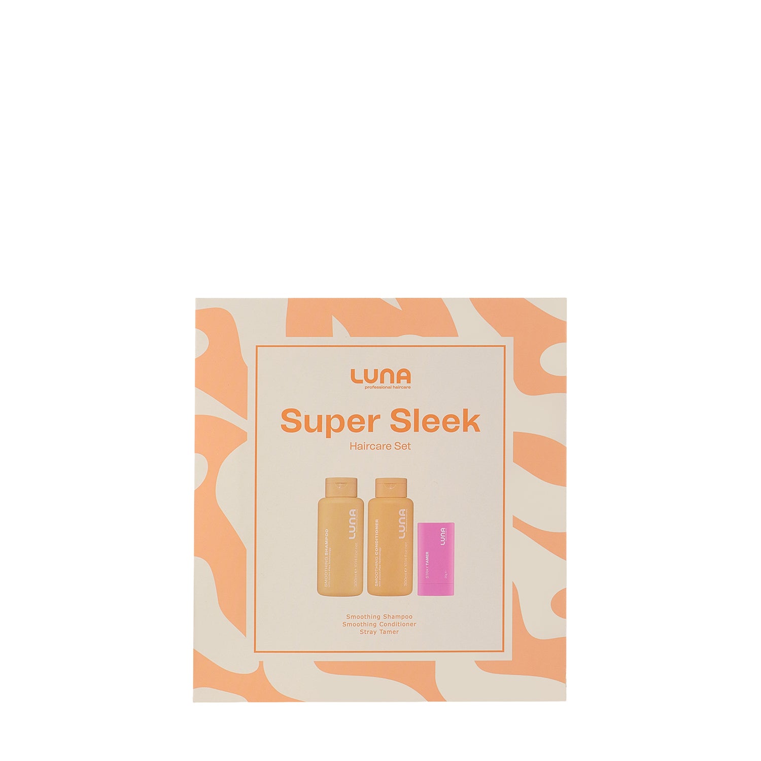 LUNA Pro Haircare Super Sleek Holiday Gift Set Smoothing Shampoo and Conditioner with Stray Tamer
